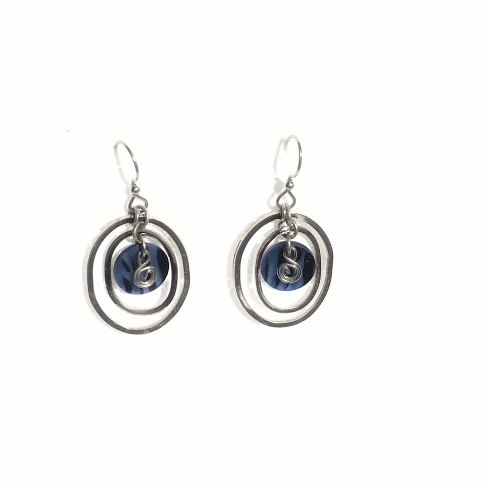 Blue Moon Silver Layered Disc & Swirl Earrings